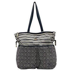 Tory Burch Navy Blue & White Nylon Diaper Bag